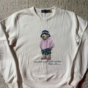 Ralph Lauren White Sweatshirt with Bear Design